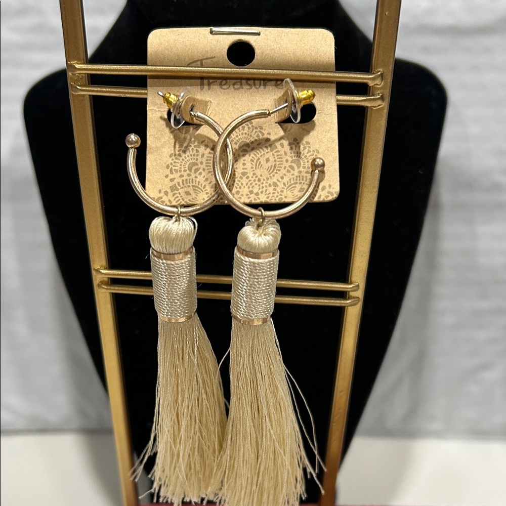 Chic Beige Tassel Earrings